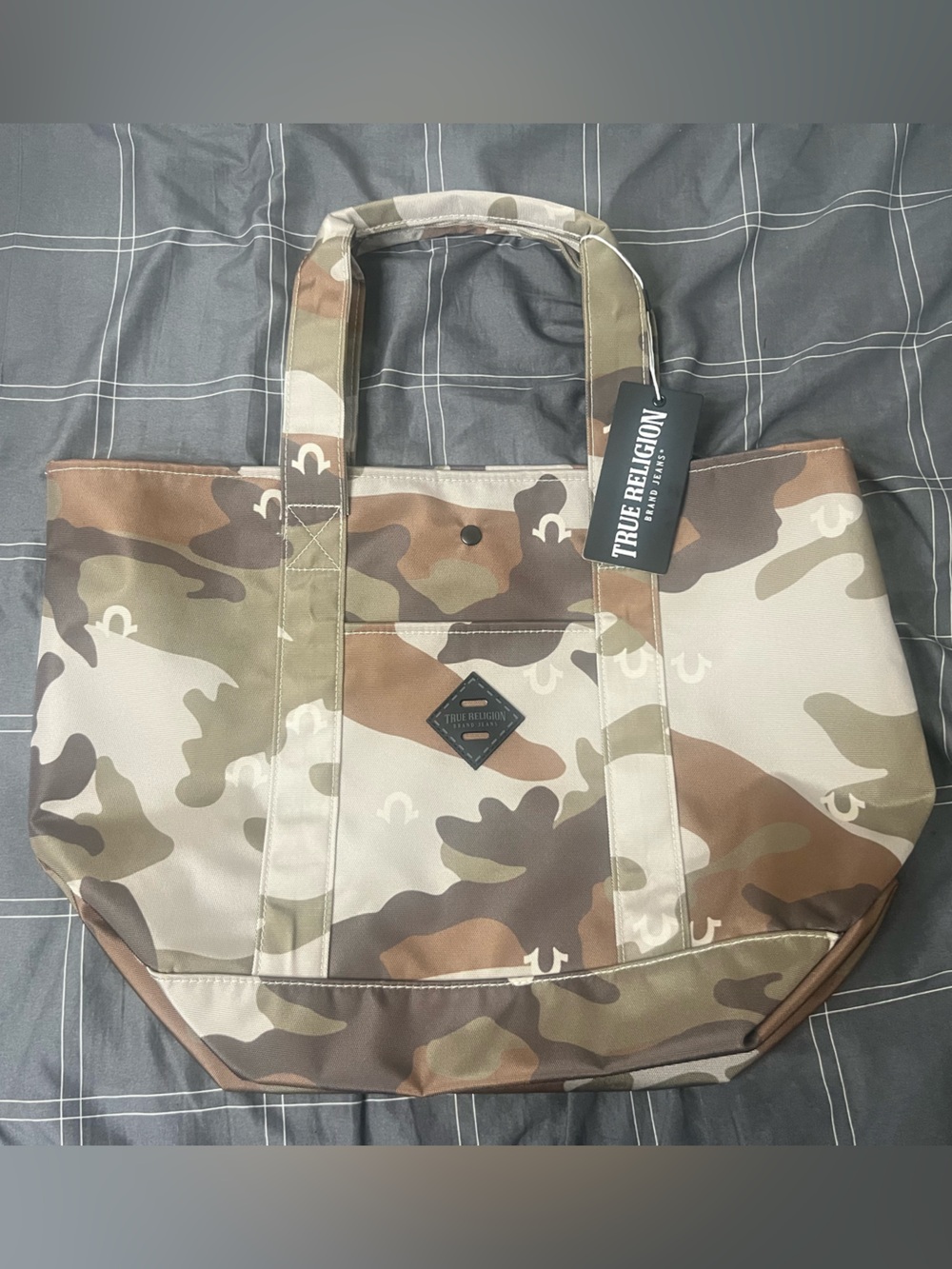 True Religion Camouflage Canvas Tote - Brown/Green/Tan